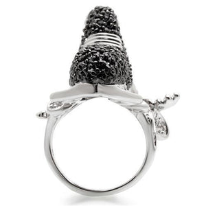 0W003 - Rhodium + Ruthenium Brass Ring with AAA Grade CZ  in Multi Color