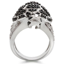 Load image into Gallery viewer, 0W005 - Rhodium + Ruthenium Brass Ring with AAA Grade CZ  in Jet