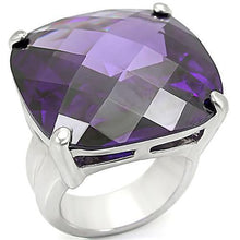 Load image into Gallery viewer, 0W346 - Rhodium Brass Ring with AAA Grade CZ  in Tanzanite