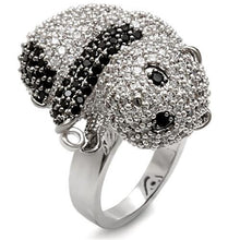 Load image into Gallery viewer, 1W083 - Rhodium + Ruthenium Brass Ring with AAA Grade CZ  in Black Diamond