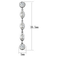 Load image into Gallery viewer, 3W1049 - Rhodium Brass Earrings with AAA Grade CZ  in Clear