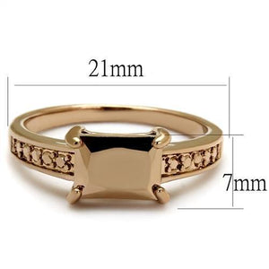3W1197 - IP Rose Gold(Ion Plating) Brass Ring with AAA Grade CZ  in Metallic Light Gold