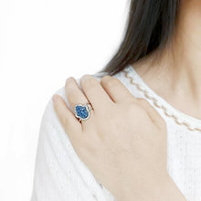 Load image into Gallery viewer, 3W1723 -  Imitation Rhodium+E-coating Brass Ring with Druzy in Capri Blue