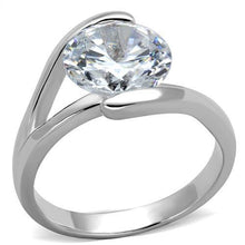 Load image into Gallery viewer, 3W1072 - Rhodium Brass Ring with AAA Grade CZ  in Clear
