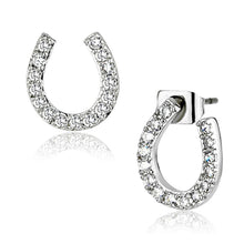 Load image into Gallery viewer, 3W371 - Rhodium Brass Earrings with AAA Grade CZ  in Clear