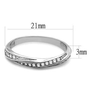 TK3259 - High polished (no plating) Stainless Steel Ring with AAA Grade CZ  in Clear