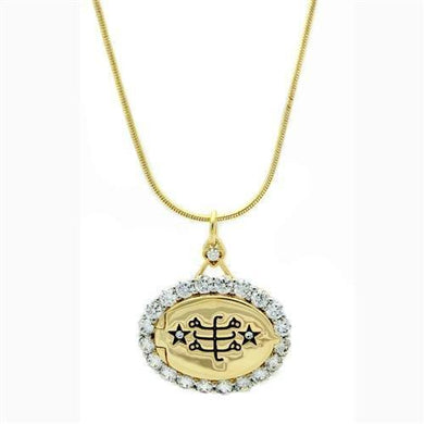 LO1943 - Gold+Rhodium Brass Chain Pendant with AAA Grade CZ  in Clear