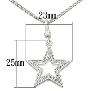 LOS441 - Silver 925 Sterling Silver Chain Pendant with AAA Grade CZ  in Clear
