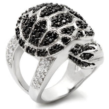 Load image into Gallery viewer, 0W005 - Rhodium + Ruthenium Brass Ring with AAA Grade CZ  in Jet