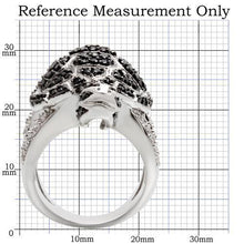 Load image into Gallery viewer, 0W005 - Rhodium + Ruthenium Brass Ring with AAA Grade CZ  in Jet