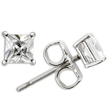 Load image into Gallery viewer, TK0W158 - Stainless Steel Earrings with AAA Grade CZ  in Clear-ES4mm