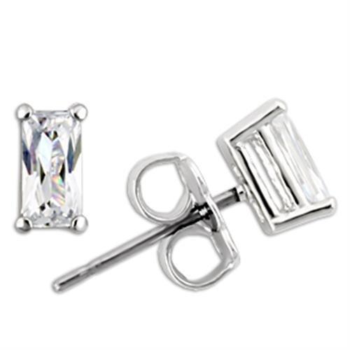 TK0W161 -Stainless Earring  with AAA Grade CZ  in Clear-6X3mm