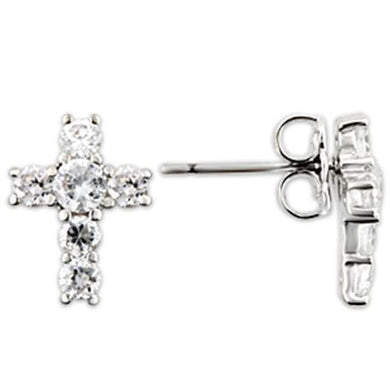 TK0W175 - Stainless Steel Earrings with AAA Grade CZ  in Clear-High Polished