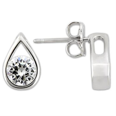 TK0W180 - Stainless  Earrings with AAA Grade CZ  in Clear-6mm