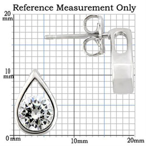 TK0W180 - Stainless  Earrings with AAA Grade CZ  in Clear-6mm
