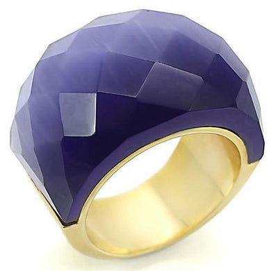 0W366 - Gold Brass Ring with Semi-Precious Cat Eye in Montana