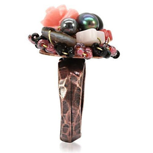 LOA596 - Antique Tone Brass Ring with Assorted  in Multi Color