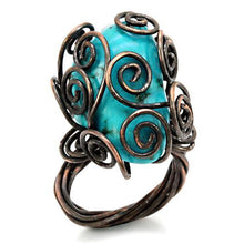 Load image into Gallery viewer, LOA597 - Antique Tone Brass Ring with Synthetic Turquoise in Turquoise