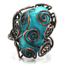 Load image into Gallery viewer, LOA597 - Antique Tone Brass Ring with Synthetic Turquoise in Turquoise