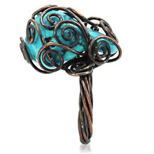 Load image into Gallery viewer, LOA597 - Antique Tone Brass Ring with Synthetic Turquoise in Turquoise