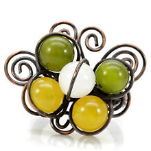 Load image into Gallery viewer, LOA598 - Antique Tone Brass Ring with Assorted  in Multi Color