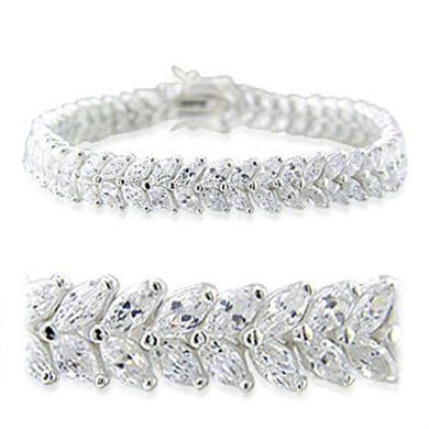 31919 - High-Polished 925 Sterling Silver Bracelet with AAA Grade CZ  in Clear