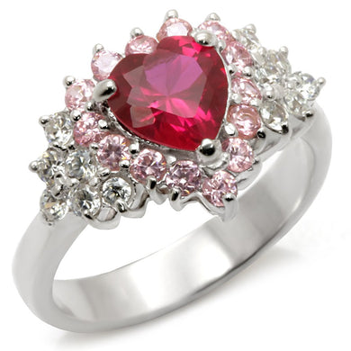 35701 - High-Polished 925 Sterling Silver Ring with Synthetic Garnet in Ruby