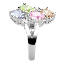 Load image into Gallery viewer, Jean Cocktail Ring - Rhodium Brass, AAA CZ , Multi Color - 3W1474