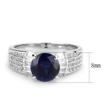 Load image into Gallery viewer, 3W1562 - Rhodium Brass Ring with Synthetic Spinel in London Blue