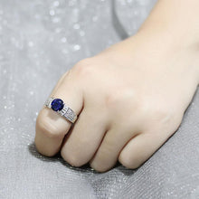 Load image into Gallery viewer, 3W1562 - Rhodium Brass Ring with Synthetic Spinel in London Blue