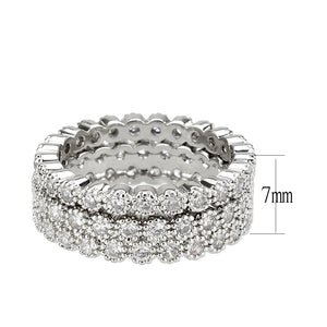 3W1605 - Rhodium Brass Ring with AAA Grade CZ in Clear