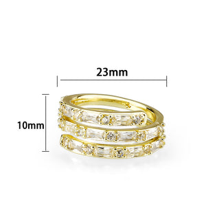 3W1799 - Flash Gold Brass Ring with AAA Grade CZ  In Clear