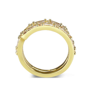 3W1799 - Flash Gold Brass Ring with AAA Grade CZ  In Clear