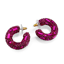 Load image into Gallery viewer, 3W1801 - Flash Gold Brass Earring with Top Grade Crystal in Fuchsia