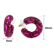 Load image into Gallery viewer, 3W1801 - Flash Gold Brass Earring with Top Grade Crystal in Fuchsia
