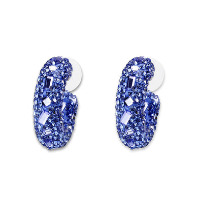 3W1802 - Flash Gold Brass Earring with Top Grade Crystal in Blue