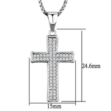 Load image into Gallery viewer, 3W846 - Rhodium Brass Chain Pendant with AAA Grade CZ  in Clear