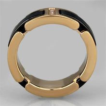 Load image into Gallery viewer, 3W964 - IP Rose Gold(Ion Plating) Stainless Steel Ring with Ceramic  in Jet