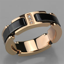 Load image into Gallery viewer, 3W964 - IP Rose Gold(Ion Plating) Stainless Steel Ring with Ceramic  in Jet