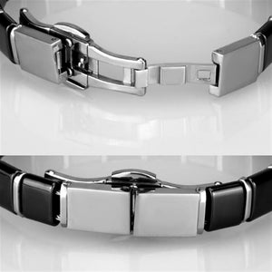 3W984 - High polished (no plating) Stainless Steel Bracelet with Ceramic  in Jet