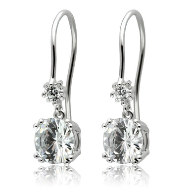 TK3W085 - Stainless Steel Earrings with AAA Grade CZ  in Clear