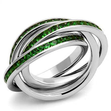 Load image into Gallery viewer, 3W1332 - Rhodium Brass Ring with Synthetic Synthetic Glass in Emerald