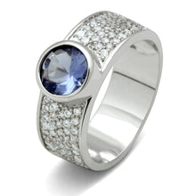 Load image into Gallery viewer, 3W146 - Rhodium Brass Ring with Synthetic Synthetic Glass in Light Sapphire