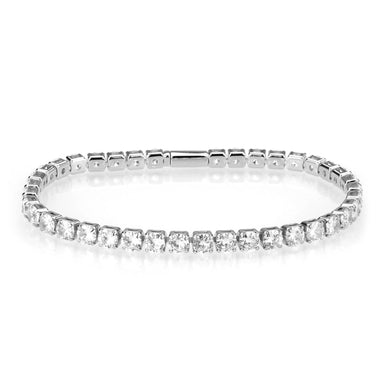 3W1718 - Rhodium Brass Bracelet with AAA Grade CZ in Clear