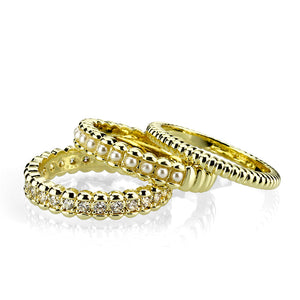 3W1798 - Flash Gold Brass Ring with AAA Grade CZ  In Clear