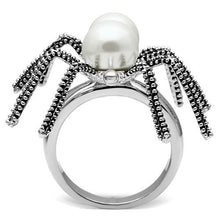 Load image into Gallery viewer, 3W226 - Rhodium Brass Ring with Synthetic Pearl in White