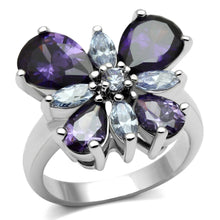 Load image into Gallery viewer, 3W254 - Rhodium Brass Ring with AAA Grade CZ  in Multi Color