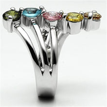 Load image into Gallery viewer, Lyra Cocktail Ring - Rhodium Brass, AAA CZ , Multi Color - 3W291