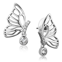 Load image into Gallery viewer, 3W618 - Rhodium Brass Earrings with AAA Grade CZ  in Clear