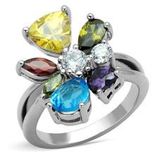 Load image into Gallery viewer, Jaime Cocktail Ring - Rhodium Brass, AAA CZ , Multi Color - 3W789